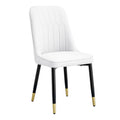 Table And Chair Set.Modern Minimalist Dining Table. White Imitation Marble Pattern Sintered Stone Desktop With Golden Metal Legs.Paried With 4 Comfortable Chairs With Pu Seats And Black Metal Legs.