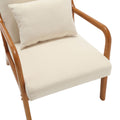 Coolmore Modern Accent Chair, Solid Wood Padding Lounge Armchairs With One Pillow For Living Room, Bedroom, Guest Room Beige Beige Brown Primary Living Space Modern Rubberwood Foam Velvet
