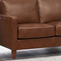 Ashby Leather Loveseat Pecan Down Filling Genuine Leather