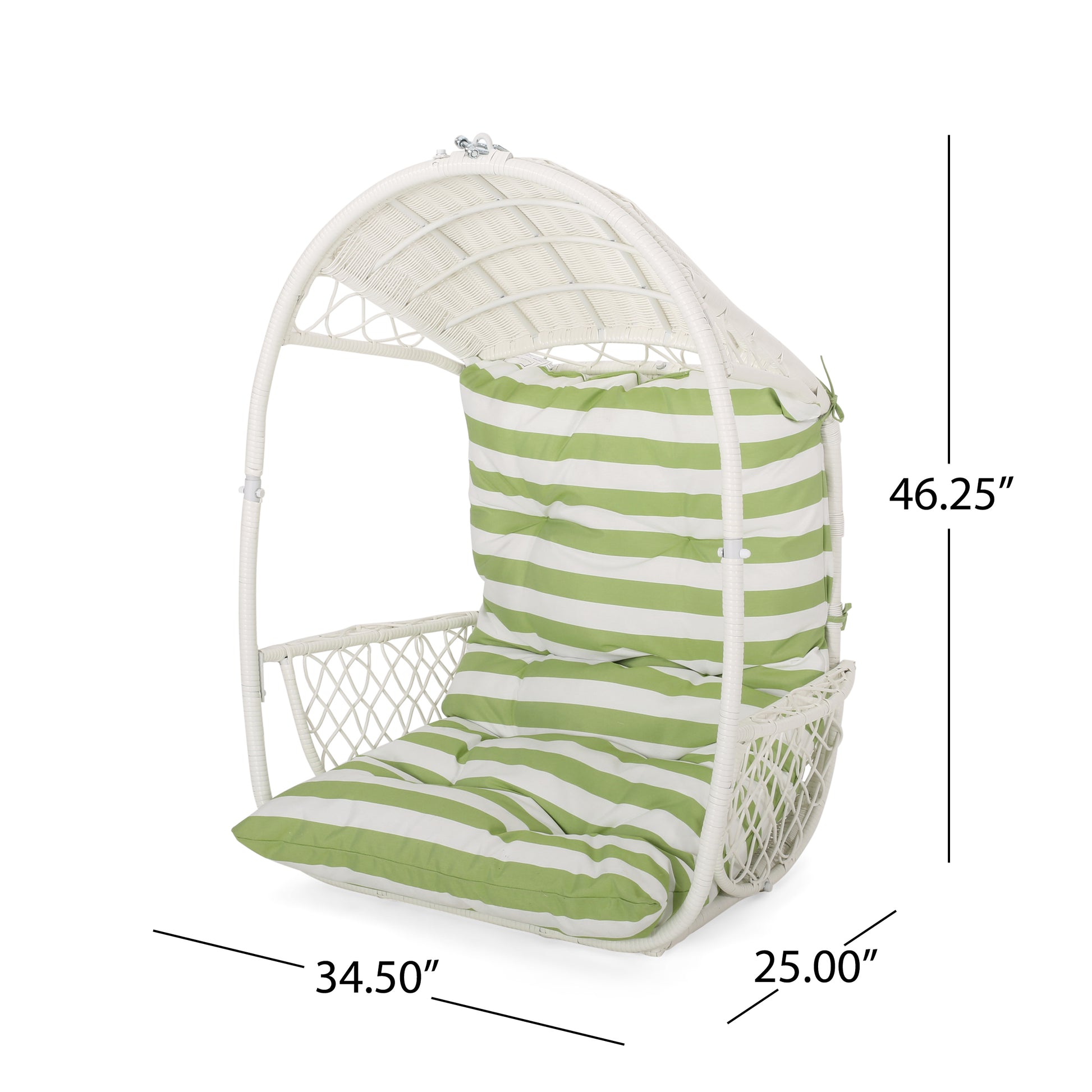 Malia Hanging Chair White Green Fabric