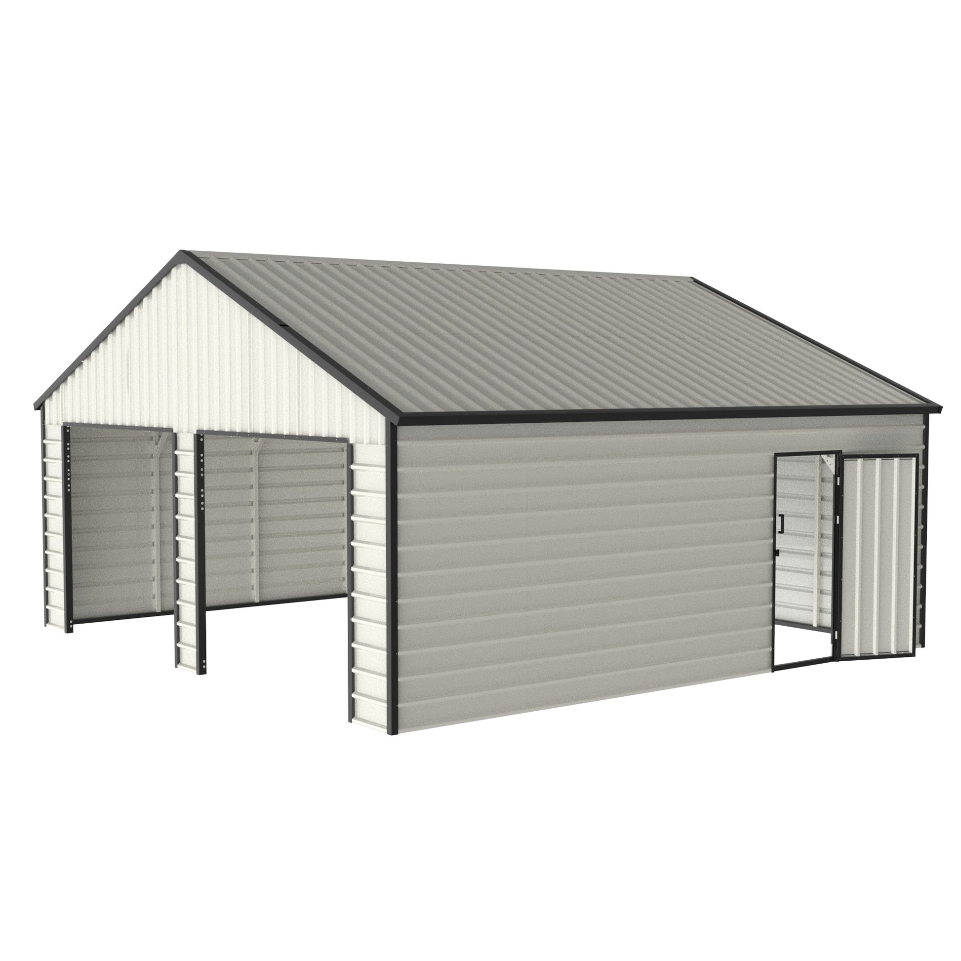 23Ft X 22Ft Double Garage Metal Shed With Side Entry Door White Garden & Outdoor Metal
