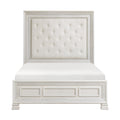 Classic Luxury Pearl White Finish King Bed Button Tufted Upholstered Headboard Bedroom Furniture 1Pc, Dart Molding Design Panels Box Spring Required King White Wood Bedroom Bed Frame Polyester Wood
