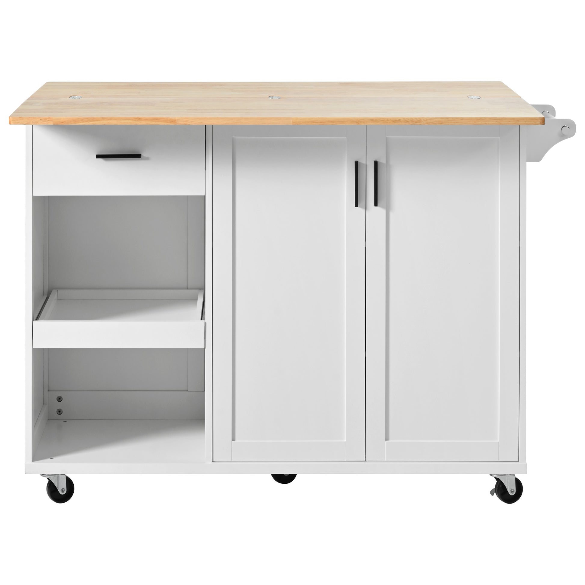 K&K Kitchen Island With Foldable Counter Top, Kitchen Storage Cart With Slide Out Shelf, Towel Rack And Drawer, Rolling Kitchen Cart On Wheels, For Kitchen, Living Room, Dining Room, White White Brown Kitchen Classic,Farmhouse,Luxury,Modern Rectangular