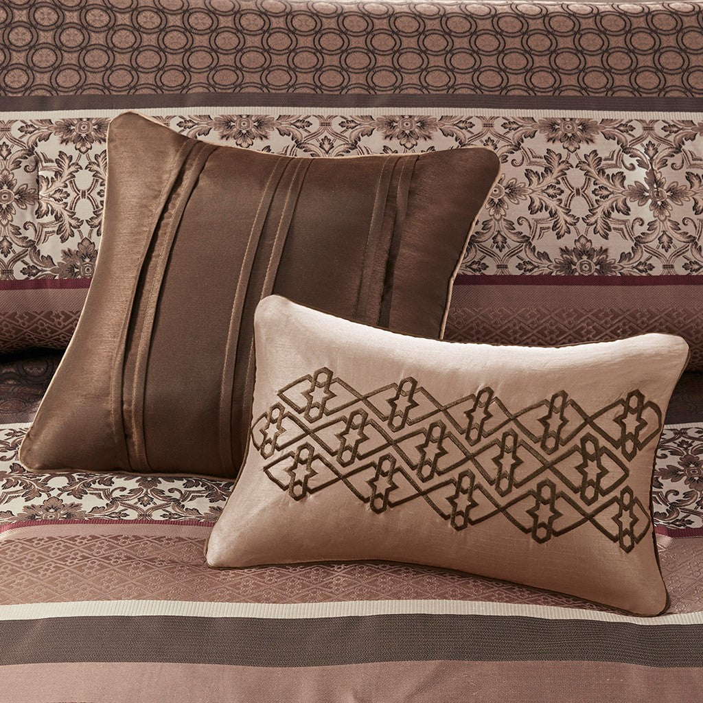 7 Piece Comforter Set Red Cal King California King Red Polyester