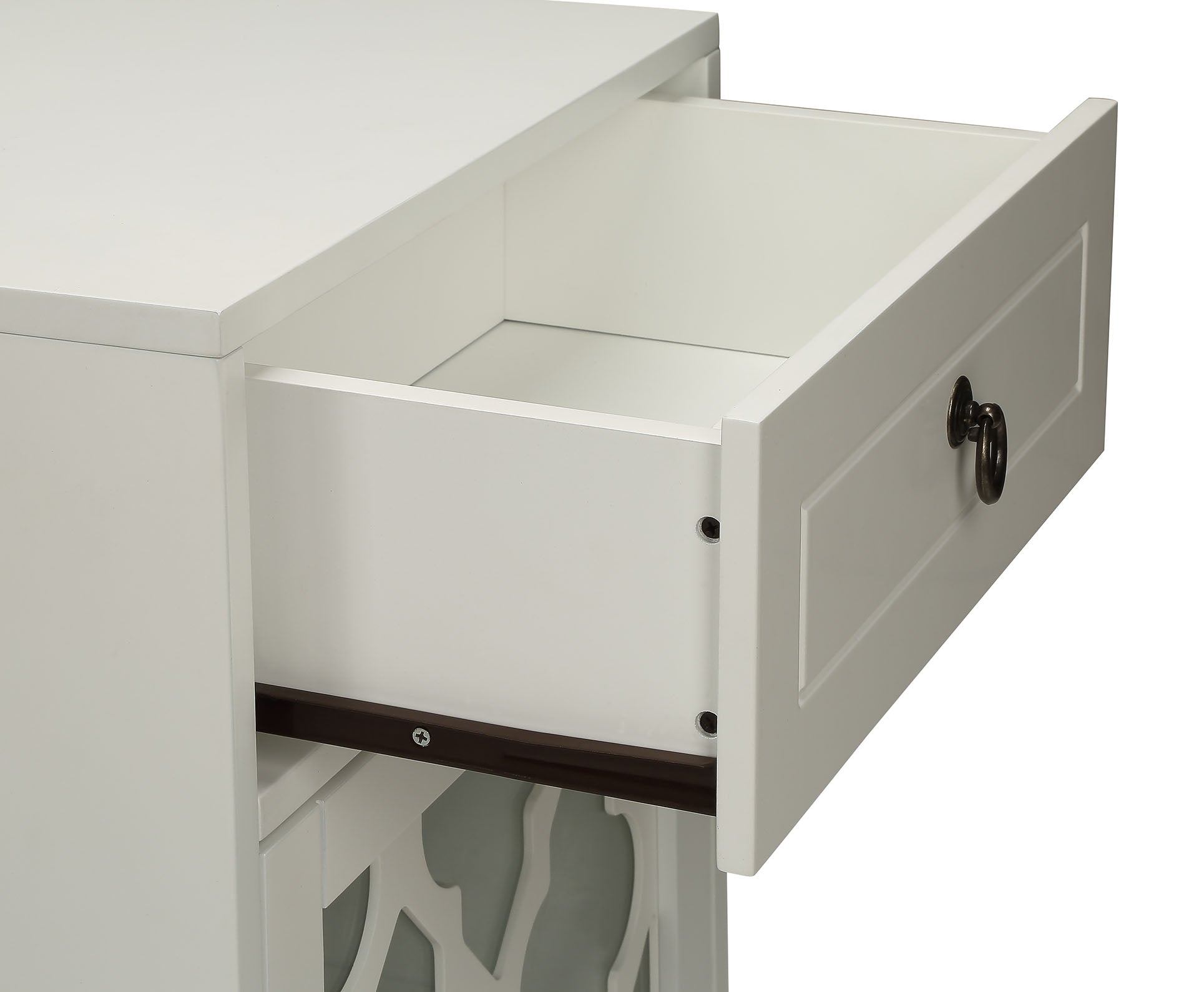 Ceara White Finish Accent Table White Glass,Synthetic Wood