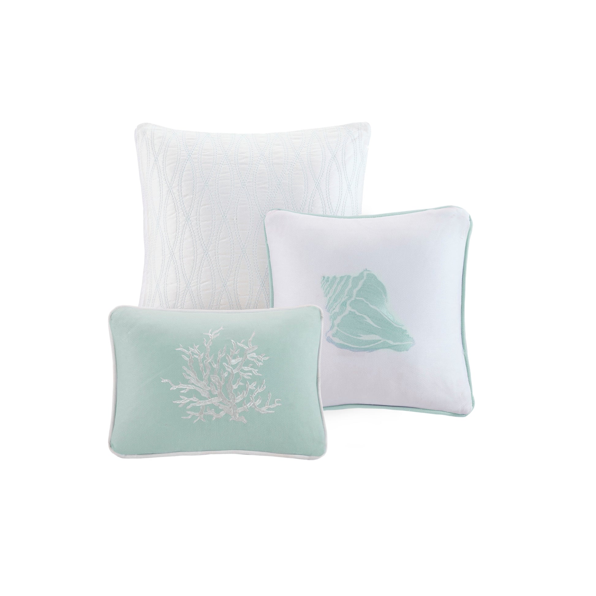 Oversized Cotton Jacquard Comforter Set Aqua King King Aqua Cotton