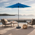 9Ft Outdoor Patio Umbrella Outdoor Table Umbrella With Push Button Tilt And Crank, Market Umbrella 6 Sturdy Ribsdeck, Backyard, Pool Base Not Included Dark Blue Dark Blue Garden & Outdoor Steel