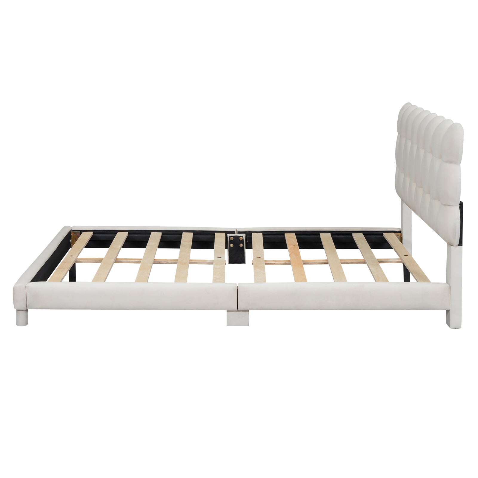 Full Size Upholstered Platform Bed With Soft Headboard,Beige Full Beige Upholstered