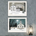 2 Piece Vignette Silent Night White Framed Wall Art For Living Room, Bedroom Wall Art Print For Home Decor By Billy Jacobs Multi Wood Paper