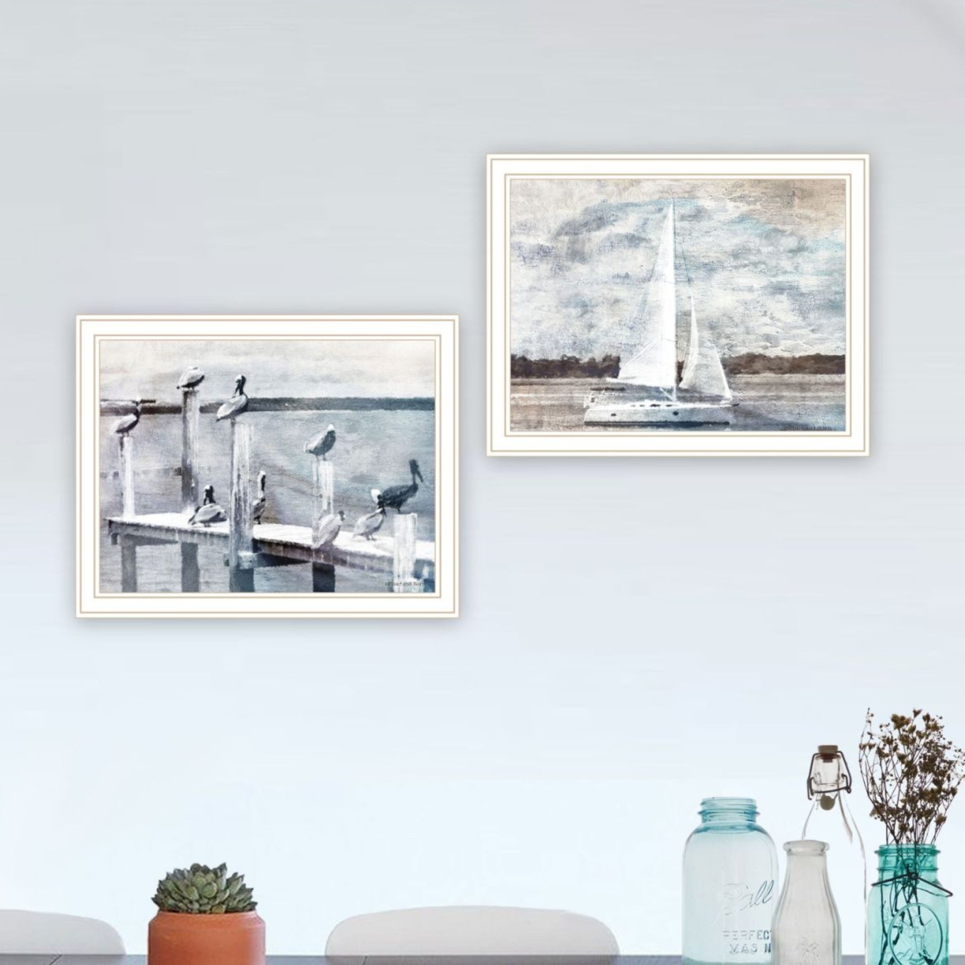 "Sunny Days At The Pier" Framed Wall Art For Living Room, Wall Art Print For Home Decor, Bedroom Wall Art By Bluebird Barn Multicolor Wood Paper