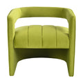 Modern Velvet Accent Chair With Ribbed Detail, Luxury Curved Fully Upholstered Accent Chair, Green No Assembly Needed Green Velvet