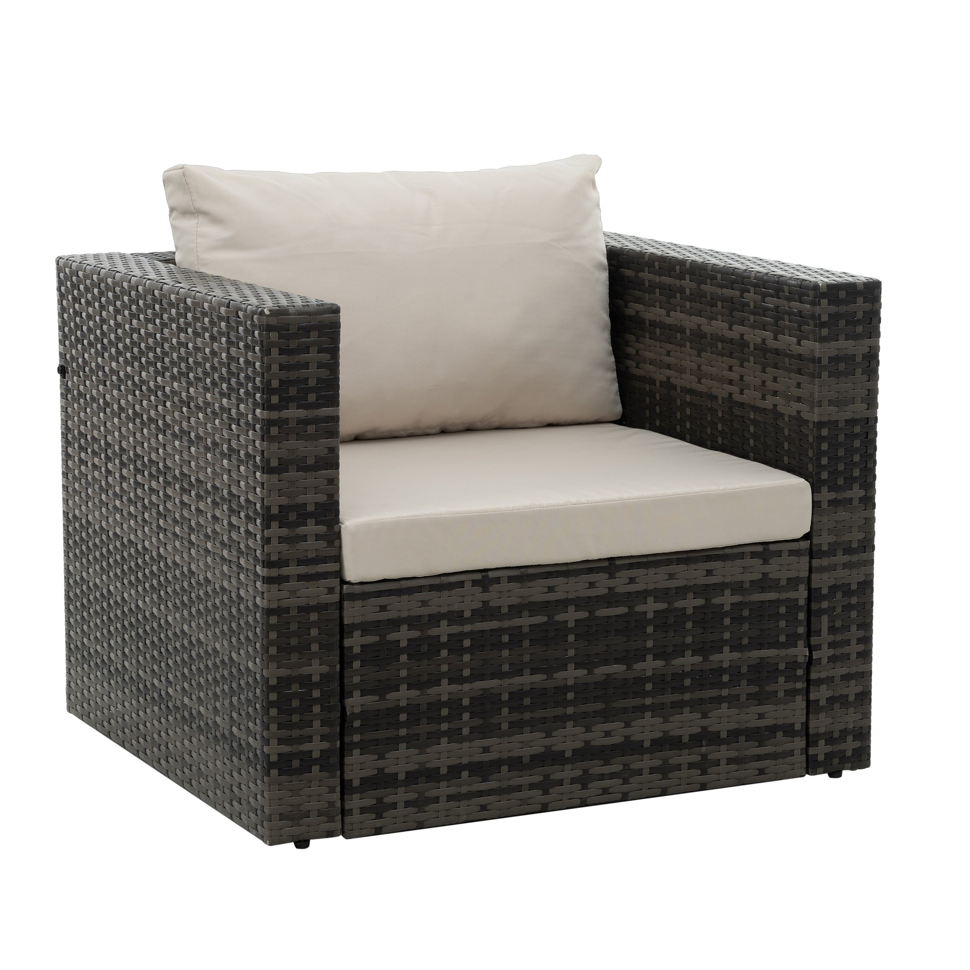 Patio Furniture, Outdoor Furniture, Seasonal Pe Wicker Furniture, 6 Set Wicker Furniture With Tempered Glass Coffee Table Dark Gray Seats 4 Pe Rattan Iron Waterproof Fabric