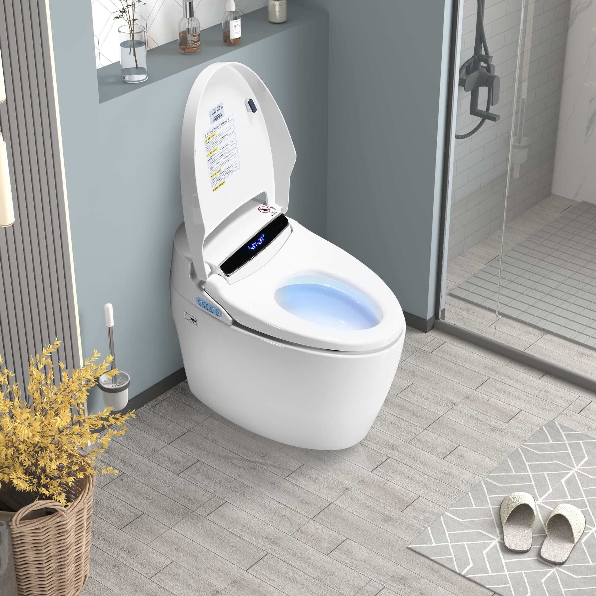 Smart Toilets With Heated Bidet Seat.Portable Toilet With Bidet Built.Intelligent Toilet Auto Open Close Seat. Bidet Toilet With Dryer And Warm Water White Ceramic