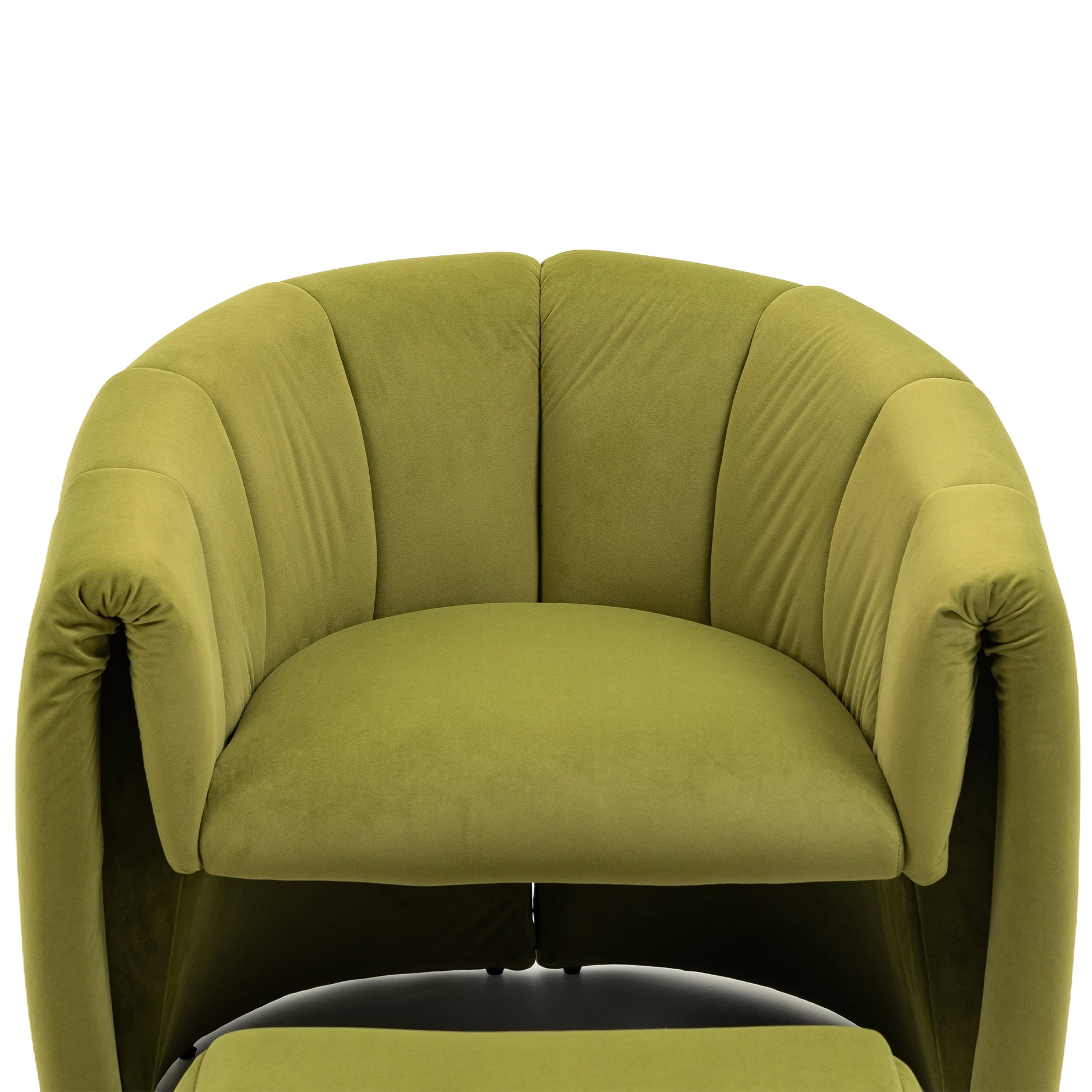 Coolmore Accent Chair With Ottoman, Mid Century Modern Barrel Chair Upholstered Club Tub Round Arms Chair For Living Room Bedroom Office Olive Green Velvet Olive Green Foam Velvet