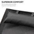 Outsunny Outdoor Chaise Wood Lounge Chair With Pillow, Armrests,Sling Mesh And Comfortable Curved Design For Patio, Deck, And Poolside Black Pine