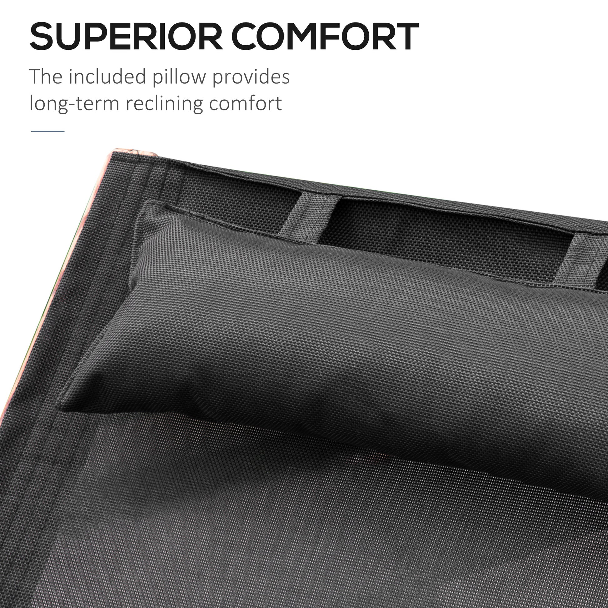 Outsunny Outdoor Chaise Wood Lounge Chair With Pillow, Armrests,Sling Mesh And Comfortable Curved Design For Patio, Deck, And Poolside Black Pine