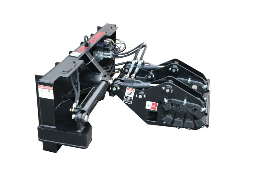 Skid Steer Double Cylinder Hydraulic Pole Setter Pole Claw Attachment Rotating Black Steel