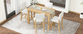 5 Piece Counter Height Dining Set, Classic Elegant Table And 4 Chairs In Natural Wood Wash Natural Wood Wash Solid Wood