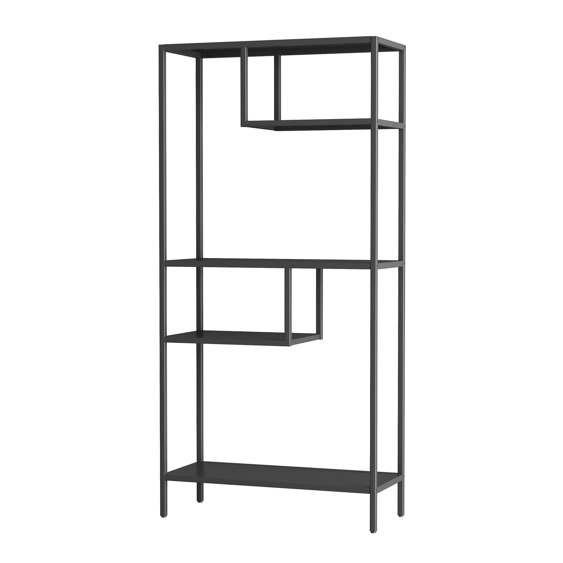 Modern Storage Shelf With 4 Compartments & Metal Legs, Freestanding Organizer,Book Shelves Display Shelves For Living Room, Bedroom, Home Office 4 Black Standard Primary Living Space Open Back Metal