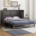 Queen Size Murphy Bed With Built In Charging Station, Antique Grey Box Spring Not Required Queen Antique Gray Wood Pine Wood