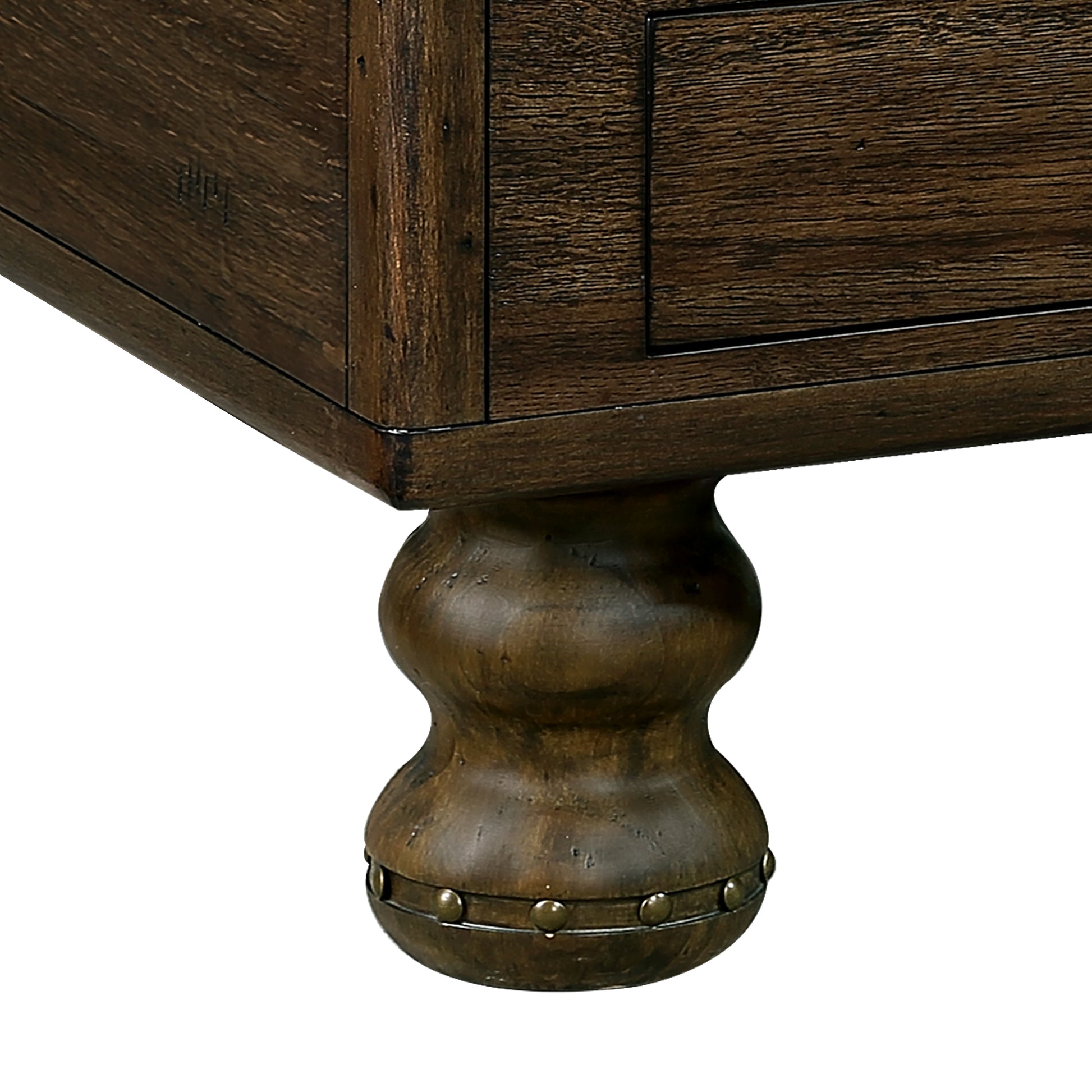 Solid Wood Rectangle Coffee Table For Living Room, 40 Inch Antique Coffee Table With 4 Drawers, Wood Center Table Tea Table With Rivet Decoration Legs.Easy Assembly, Espresso Espresso Pine