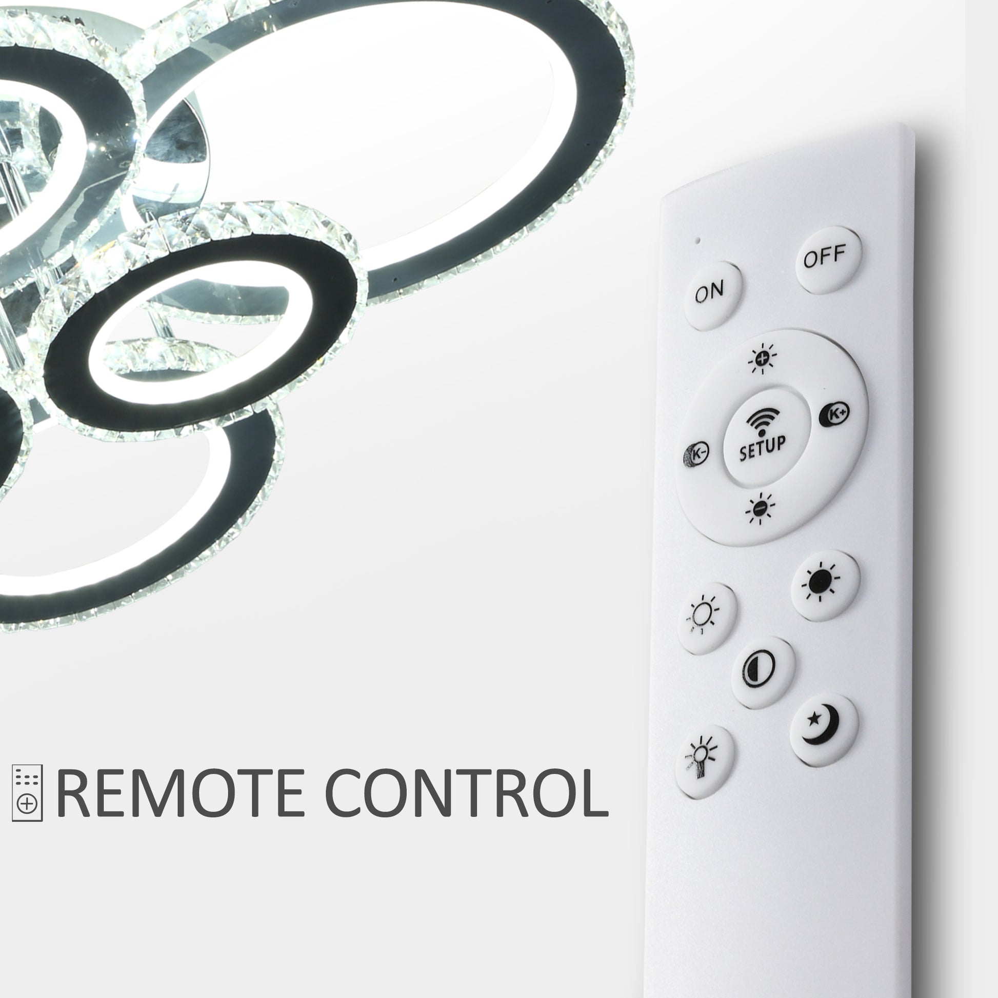 Homcom Led Hanging Chandelier Lighting Fixture W 6 Rings & 50,000 Hour Lifespan Silver Steel