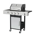 3 Burner Propane Gas Bbq Grill With Side Burner, 37230Btu Output With Enameled Cast Iron Cooking Grids For Outdoor Barbecue, Stainless Steel Black Silver Garden & Outdoor Iron,Stainless Steel