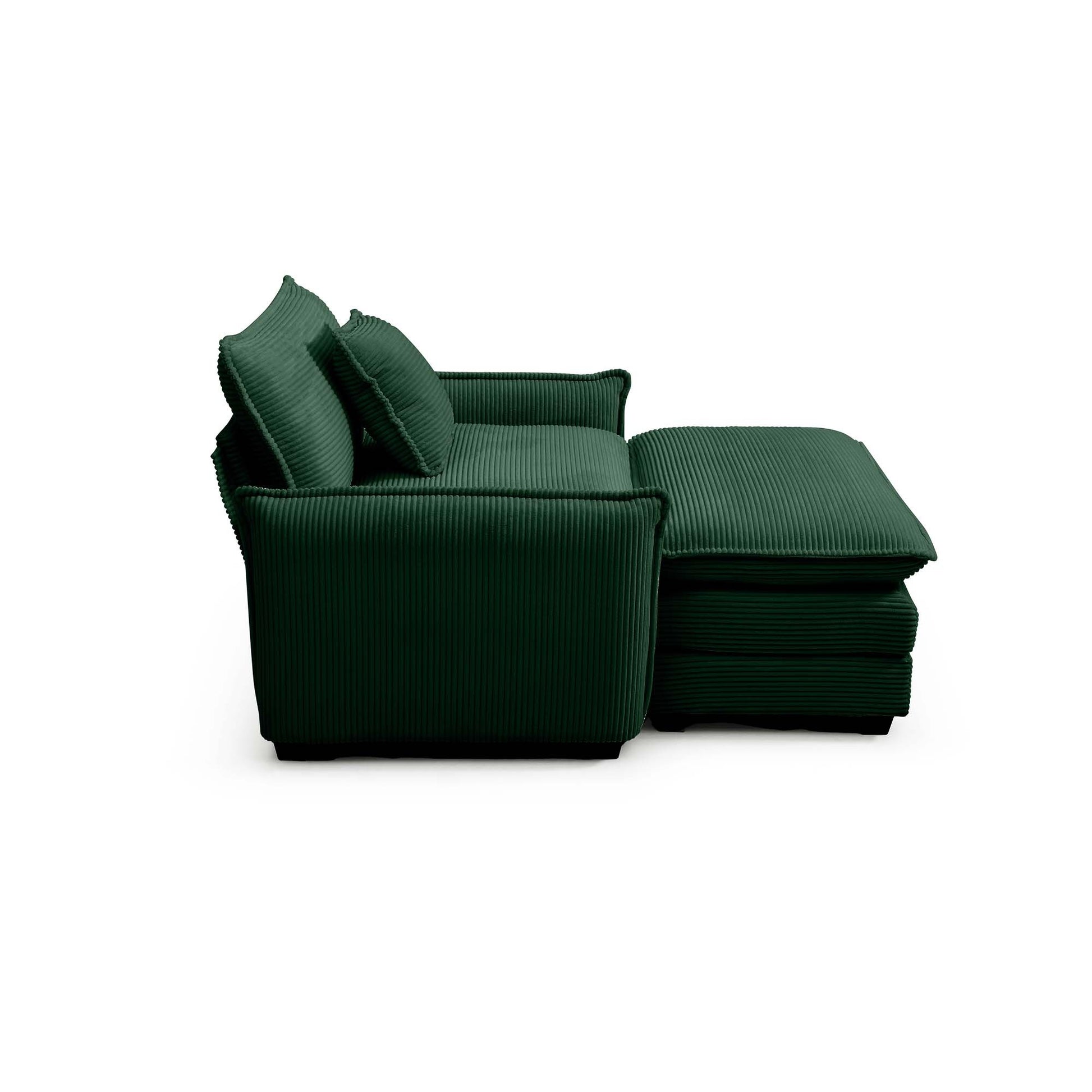 Single Deep Seat Sofa With Footstool With One Pillow, Suitable For Living Room And Bedroom, Club Multiple Occasions,Green Corduroy Green Corduroy 1 Seat