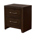 Walnut 1Pc Nightstand Only Solid Wood 2 Drawers Bedside Table Brushed Nickel Pull Modern Bedroom Walnut 2 Drawers Bedroom Bedside Cabinet Contemporary,Modern,Transitional Rubberwood Felt Lined