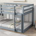 Solid Woodensolid Rubber Wooden Twin Over Twin Loft Bed With Ladder ,Upper And Bottom Bed Platforms Crafted With Strengthened Slats ,Grey Twin Grey Rubber Wood