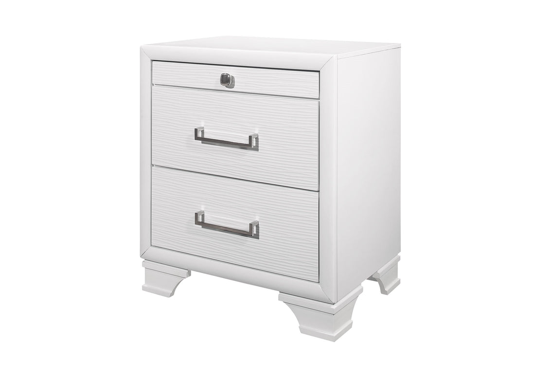 Civic White Nightstand White Solid Wood Mdf