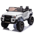24V Two Seater Kids Ride On Car W Parents Remote Control, Licensed Toyota Lc250,2Wd,110W Motors,With Shovel,Three Point Seat Belt,Slow Start,Speed Adjustment,Bluetooth,Music For Kids Aged 3 . White 100 149 Lbs Polypropylene