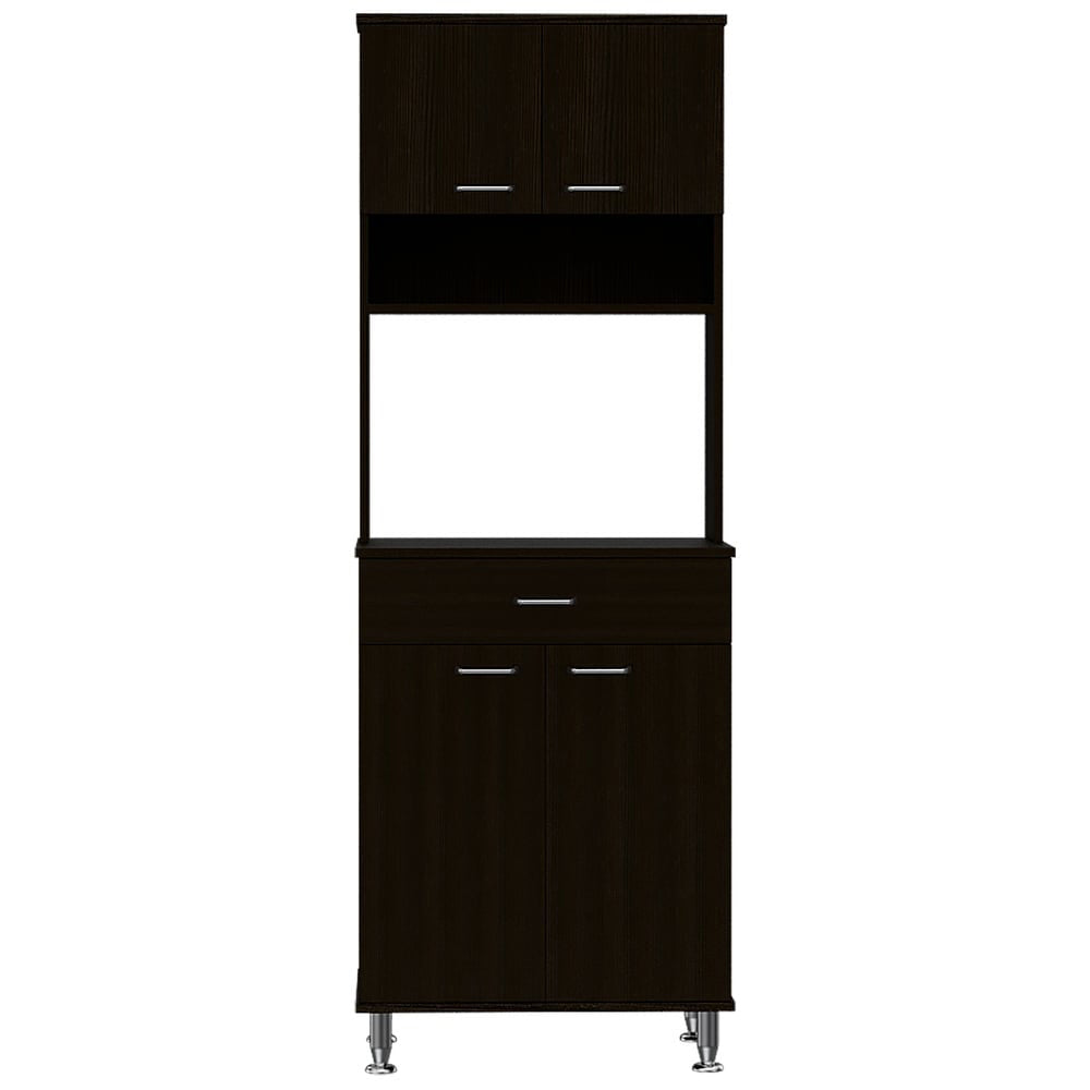 Santa Maria 1 Drawer 1 Shelf Area Pantry With Adjustable Metal Legs Black Wengue Black Particle Board