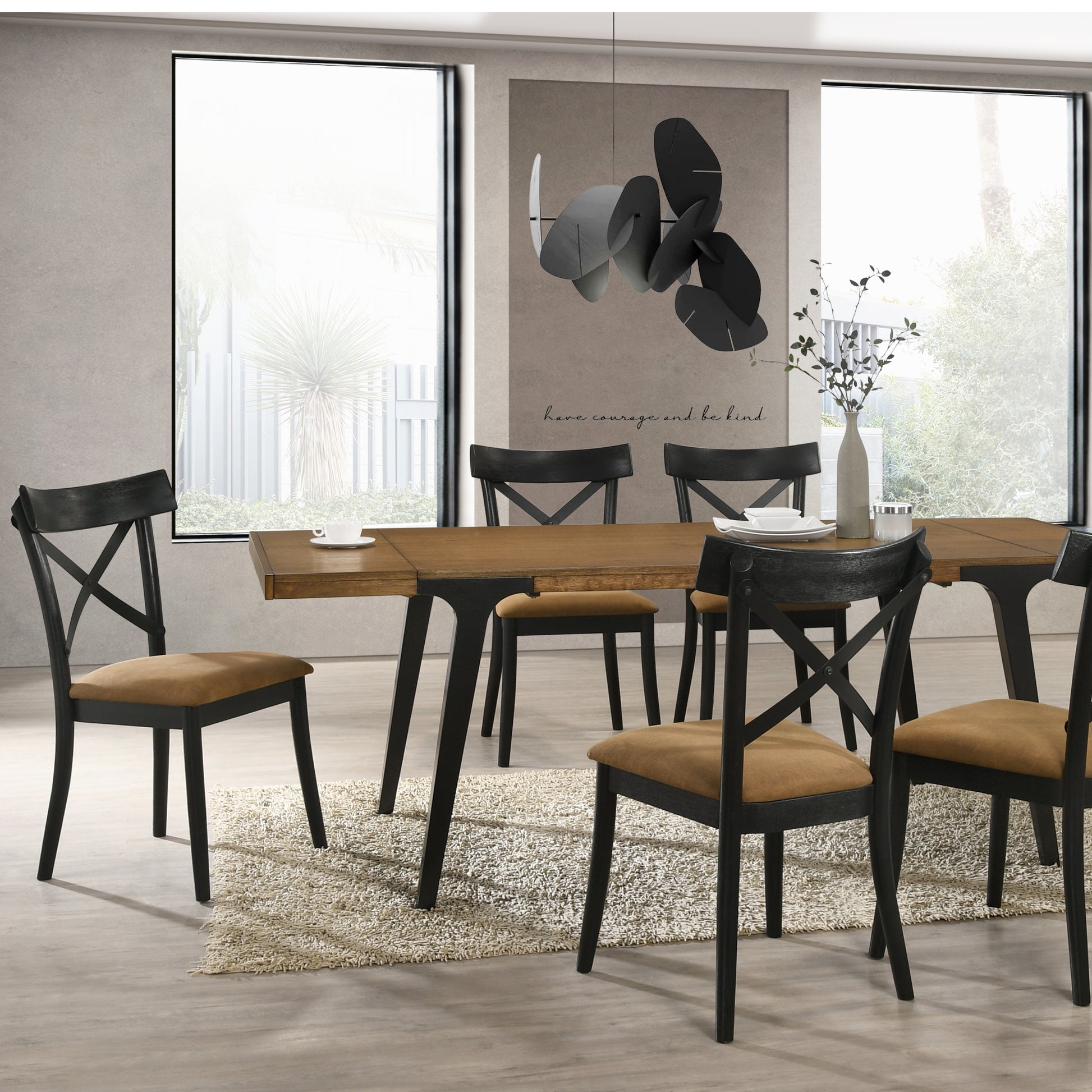 Brown And Black Side Chair Set Of 2 Solid Black Brown Dining Room Modern Side Chair Cross Back Set Of 2 Wood Fabric