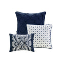 7 Piece Cotton Printed Comforter Set Indigo King King Indigo Polyester