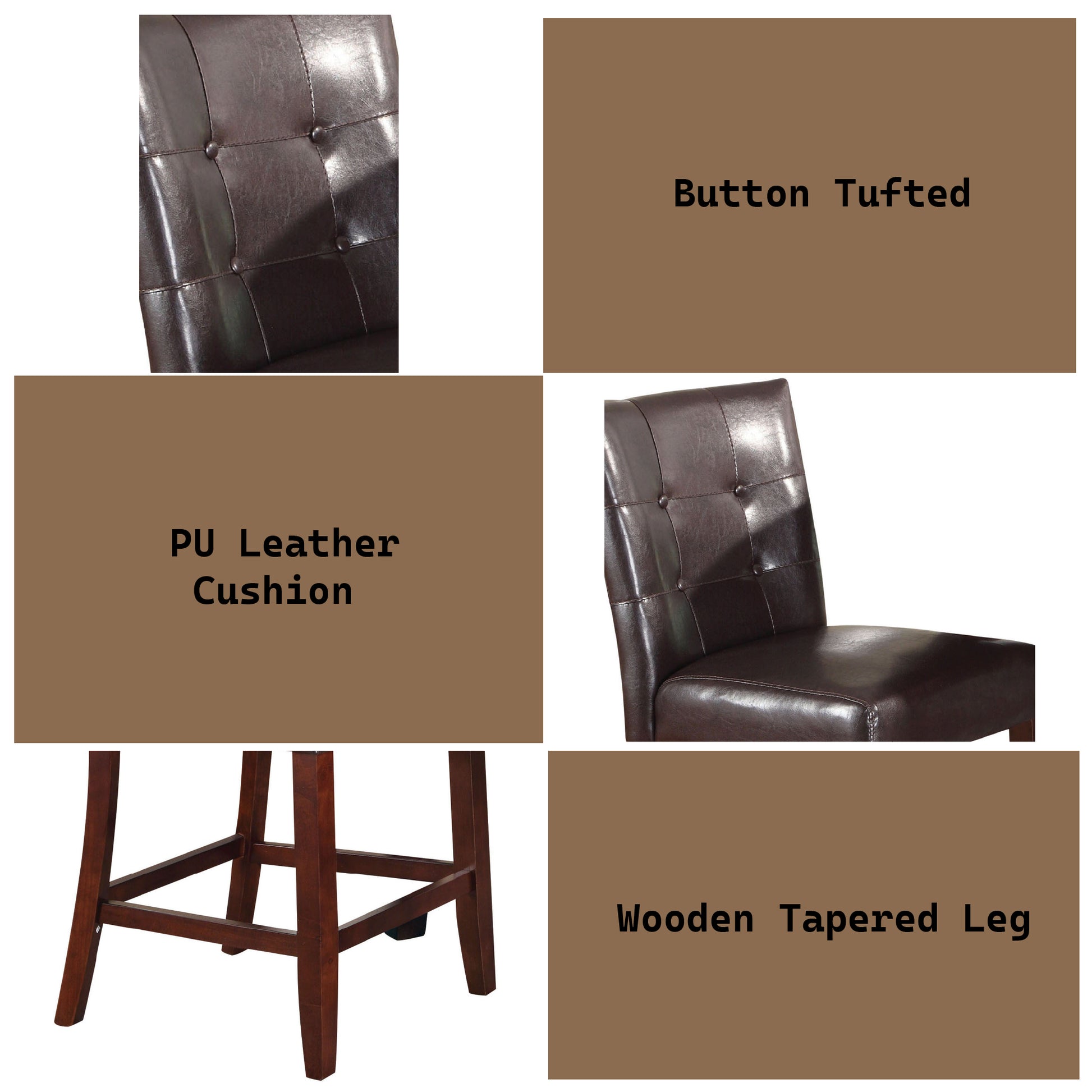 Britney Counter Height Chair Set Of 2 Espresso Pu,Synthetic Wood