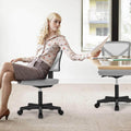 Low Back Mesh Armless Office Chair,Swivel Rolling Computer Chair No Arms With Lumbar Support, Grey Grey Metal