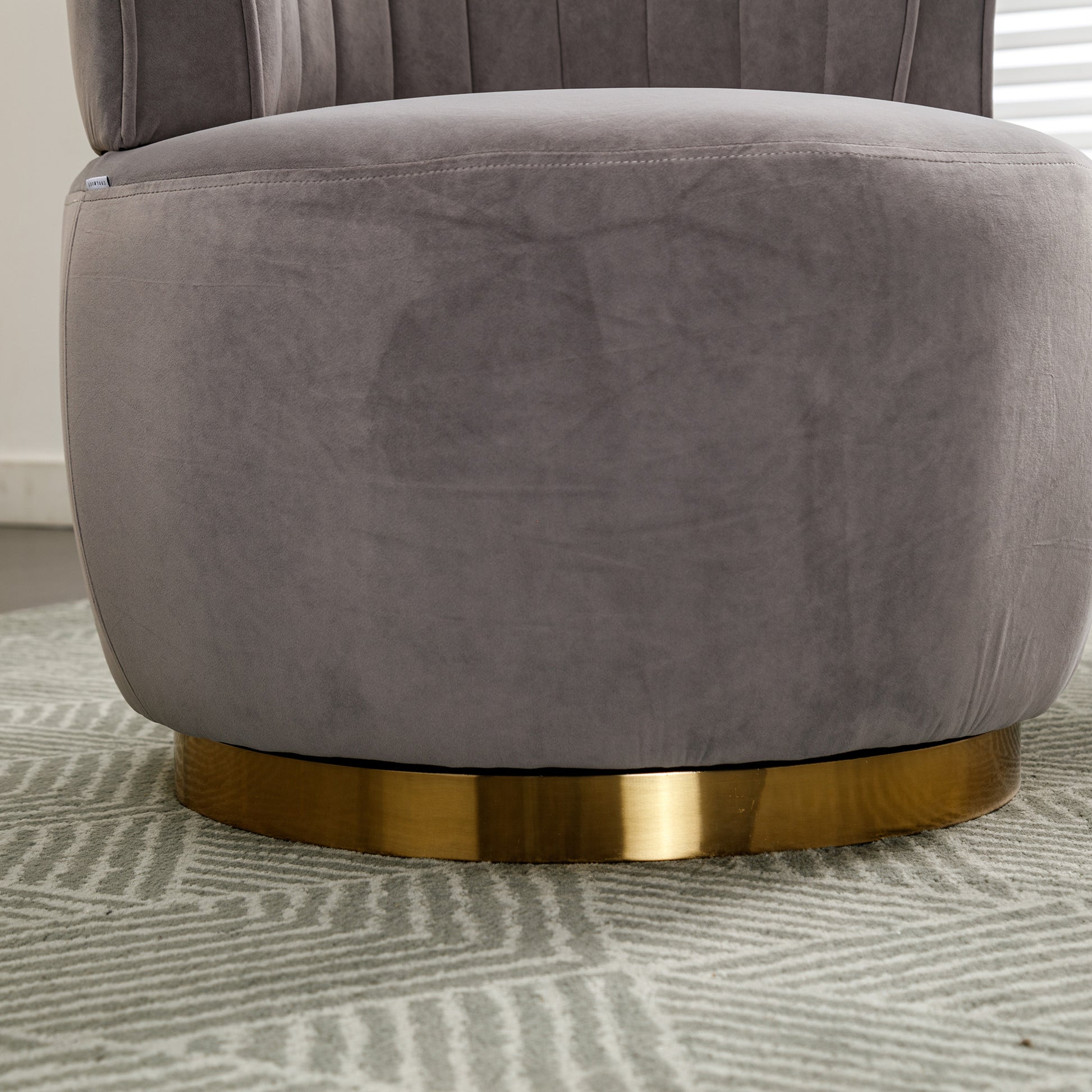 Coolmore 360 Degree Swivel Cuddle Barrel Accent Sofa Chairs, Round Armchairs With Wide Upholstered, Fluffy Velvet Fabric Chair For Living Room, Bedroom, Office, Waiting Rooms Gray Foam Velvet