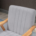 Homcom Mid Century Modern Accent Chair, Upholstered Arm Chair For Living Room, Comfy Chair For Bedroom With Wood Legs, Gray Light Gray Rubber Wood