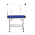 Large Grooming Table For Pet Dog And Cat With Adjustable Arm And Clamps Large Heavy Duty Animal Grooming Table, 42'' Blue Blue Stainless Steel