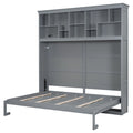 Queen Size Murphy Bed Wall Bed With Top Shelves & Usb,Gray Queen Gray Plywood