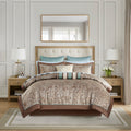12 Piece Comforter Set With Cotton Bed Sheets Blue Brown Cal King California King Blue Brown Cotton
