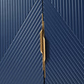 Stylish Sideboard With Wave Geometric Design, Conical Legs, Adjustable, Suitable For Study, Entryway And Living Room Navy Blue American Design Mdf