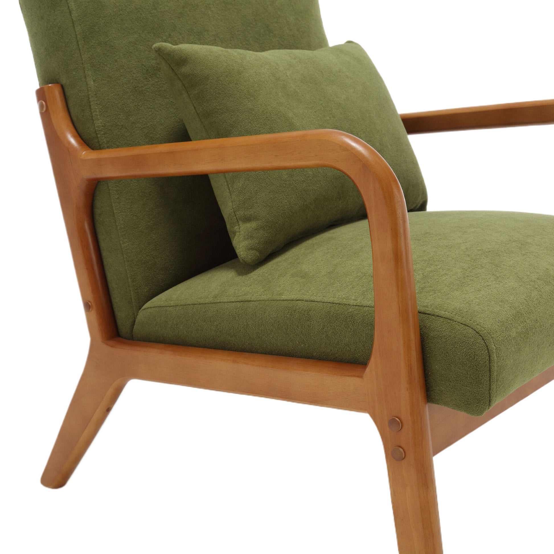 Coolmore Modern Accent Chair, Solid Wood Padding Lounge Armchairs With One Pillow For Living Room, Bedroom, Guest Room Green Green Rubberwood Foam Velvet
