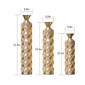 Metal Decorative Vase High Distress Metal Center Vase With 3D Triangle Pattern, Set Of 3 Vases For Home Decoration 33.5