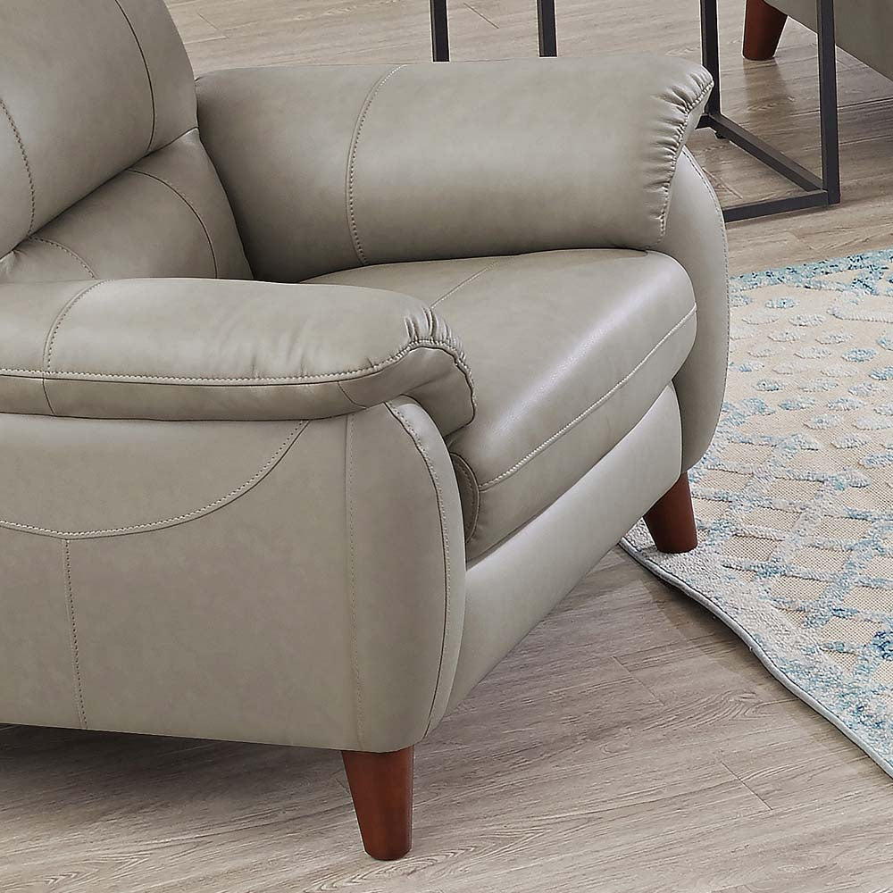 Lara Leather Chair Stone Gray Memory Foam Genuine Leather