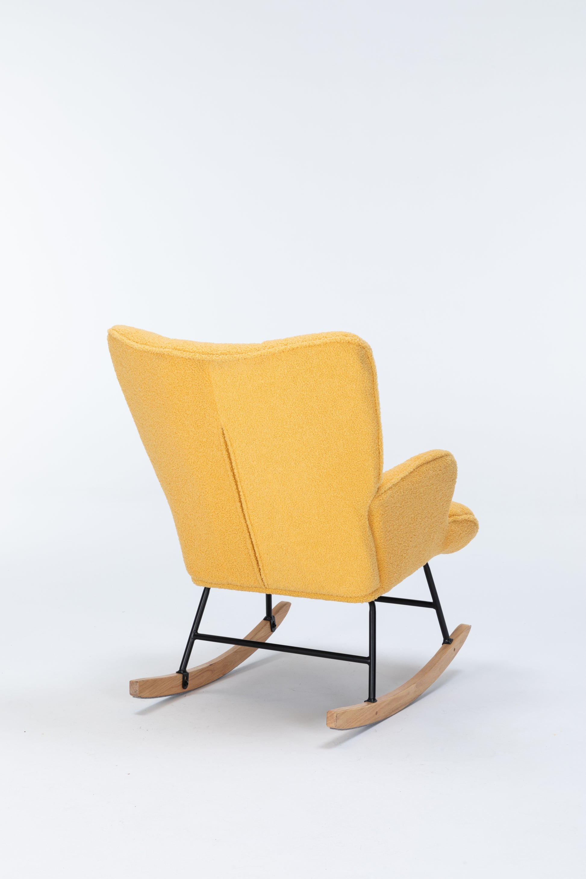 Rocking Chair Nursery, Teddy Upholstered Glider Rocker With High Backrest, Reading Chair Modern Rocking Accent Chairs Glider Recliner For Living Room, Nursery, Bedroom Yellow Velvet
