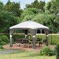 Outsunny 10' X 10' Pop Up Canopy Tent With Netting, Instant Tents For Parties, Height Adjustable, With Wheeled Carry Bag And 4 Sand Bags For Outdoor, Garden, Patio, Gray Gray Steel