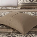 5 Piece Stripe Herringbone Comforter Set With Throw Pillows Brown Full Queen Brown Polyester