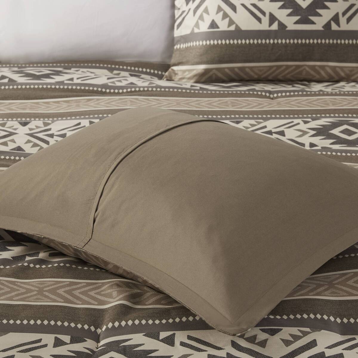 5 Piece Stripe Herringbone Comforter Set With Throw Pillows Brown Full Queen Brown Polyester